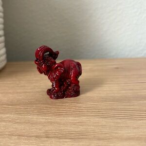 Elephant with trunk up for good luck red jade stone perfect for spiritual gifts